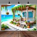BlissYard Hello Summer Hawaiian Beach Banner Summer Beach Themed Party Decorations House Banner 7.5x5.9ft Outdoor Decorations Photo Props Sunshine Luau Themed Backdrop Decorations