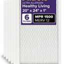 Filtrete 20x24x1 AC Furnace Air Filter, MERV 12, MPR 1500, CERTIFIED asthma & allergy friendly, 3 Month Pleated 1-Inch Electrostatic Air Cleaning Filter, 6-Pack (Actual Size 19.81x23.81x0.78 in)