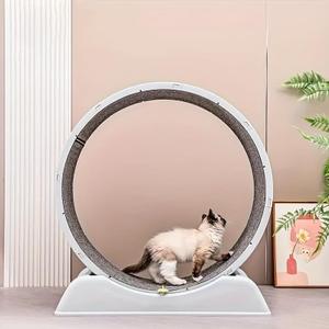 Cat Exercise Wheel, Silent Running Treadmill with Replaceable Carpet Mat, Lockable Indoor Cat Toy for Weight Management & Kitty Daily Workout