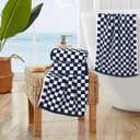 Jacquotha Navy Blue Hand Towels 4 Pack, Cotton Decorative Bathroom Hand Towels & Checkered Kitchen Decor, 13" x 29"