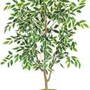 Artificial Ficus Tree 5ft, Faux Plant with White Tall Planter, Fake Ficus Leaves Plants in Pot, Artificial Floor Trees for Home Living Room Office Bedroom Foyer Porch Decor Indoor
