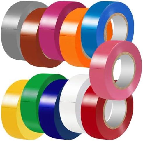LYLTECH Electrical Tape Matte Rainbow 9 Colors Pack, Waterproof,Strong Adhesive, Durable, Easy-Wrap,3/4-Inch by 30 Feet