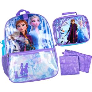Disney Frozen Anna Elsa Olaf Trust Your Journey 5 PC Backpack Set Tote Bag 16"