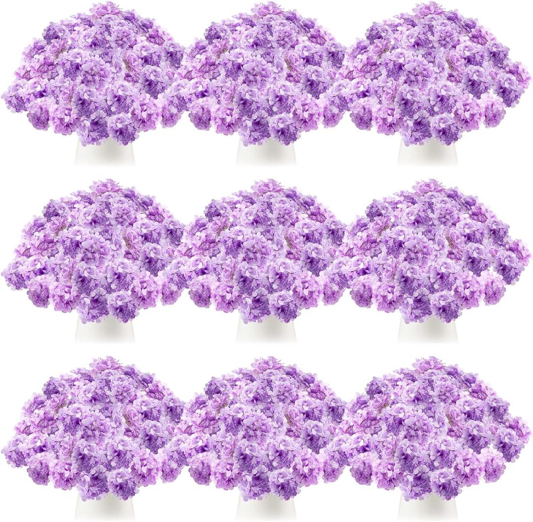 Tigeen 100 Pcs Hydrangea Artificial Flowers Bulk 7.48 Inch Artificial Hydrangeas with Removable Stems Faux Flowers Wedding Decor for Home Garden Party Decoration DIY Project (Lavender)
