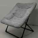 HollyHOME X-Large Saucer Chair, Comfy Oversized Folding Chair, Faux-Fur Reading Chair for Teens, Adults, Foldable Accent Lazy Chair, Metal Frame Lounge Chair for Living Room, Bedroom, Dorm, Grey