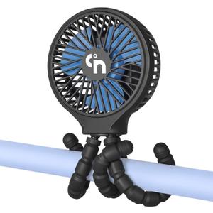 WiHoo Portable Stroller Fan, 11H Ultra-long Battery Life 3 Speed 360Rotate, USB Rechargeable or Battery Operated Cooling Clip On Personal Fan for Baby Crib Travel Car Seat Black