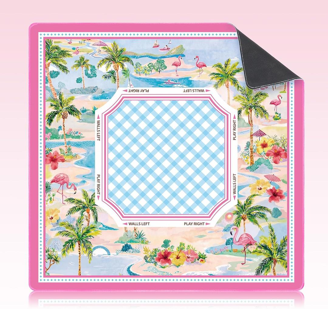 Seenelling Mahjong Mat Non-Slip Neoprene Mat 31.5", Palm Tree, 32 x 32 inches