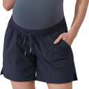 Maacie Maternity Hiking Shorts Quick Dry Waterproof 5" Workout Sports Shorts Outdoor Casual (XX-Large, Navy Blue)