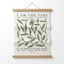 Bible Verses Wall Decor, John 15:5 I am the Vine Christian Wall Art With Wooden Poster Hanger, Scripture Wall Art, Bible Verse Wall Art Decor for Home Office Church, 12.5x17 Inch