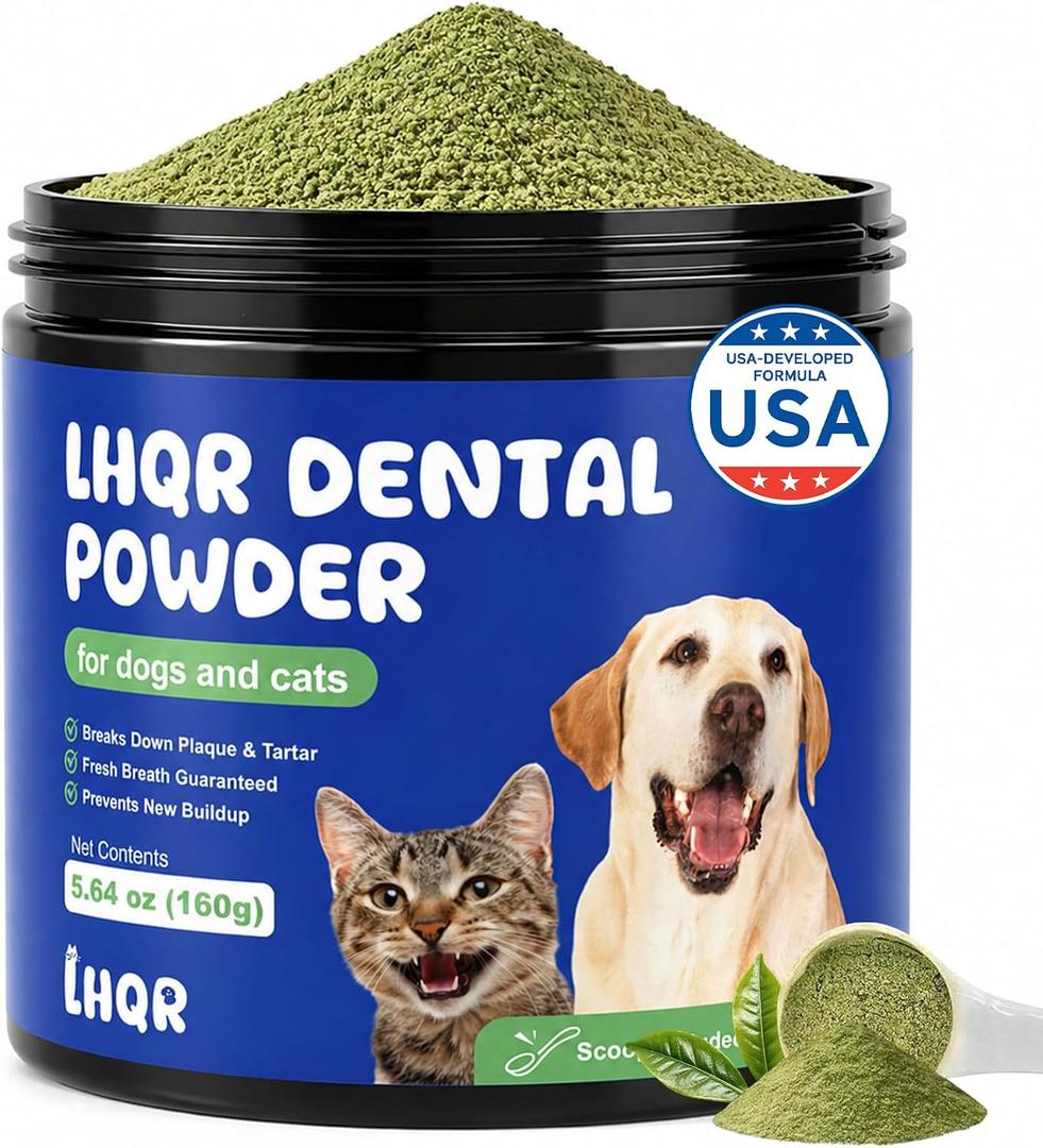 Dog Dental Powder for Fresher Breath - Dog Teeth Cleaning Powder Natural Plaque & Tartar Support with Probiotics & Enzymes lab co, Oral Care Supplement for Pet 160g/(5.6 oz)