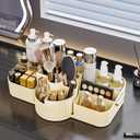 Rotating Makeup Organizer Cosmetic Display Case, Used for Vanity Makeup Brushes, Lipstick, Perfume and Various Skin Care Products - Spacious and Fashionable Storage Solution (Creamy White)