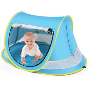 Baby Beach Tent,Large Pop Up Beach Tent Sun Shade for Beach,Portable Baby Travel Tent with Mosquito Net,Indoor Baby Play Tent,UPF 50+ UV Protection Sun Shelters for Infants
