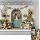 Kate 7x5ft Happy Easter Party Backdrops for Photography Colorful Eggs Shop Background Spring Colorful Flowers Backgrounds Easter Rabbit Holiday Studio Backdrop