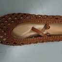 Molozoey Woven Mesh Ballet Flats for Women with Metal Buckle Strap Ballerina Flat Shoes Comfortable Round Toe Mary Jane Flat. (7, Brown)