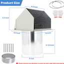 Upgraded 6 Inch Hooded Wall Vent, Outdoor Wall Exhaust Vent Cover Wall Cap with Screen & Damper for Exterior Kitchen Range Hood, Ventilation Dryer, HVAC Duct Air Exhaust, Galvanized Steel, White