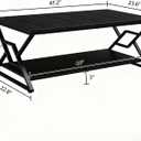 HOMISSUE Coffee Table, Rustic Rectangle Coffee Table with 2-Tier Storage, Engineered Wood Center Table with Open Shelves, Minimalist Coffee Table for Living Room, 47 Inch, Black