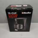 Mueller 12-Cup Drip Coffee Maker - Borosilicate Carafe, Auto-Off, Reusable Filter, Anti-Drip, Keep-Warm Function, Clear Water Level Window Coffee Machine, Kitchen Essentials & Accessories (Black)