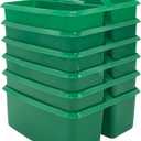 Teacher Created Resources Green Portable Plastic Storage Caddy 6-Pack for Classrooms, Kids Room, and Office Organization, 3 Compartment