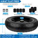 13 Inch Flat Free Wheels Tires 4.00-6 Solid Replacement with Universal 5/8" Axle Bore Hole, 8 Spacers and 4 Pins, for Wheelbarrow, Garden Wagon, Hand Truck, Trolley, Lawn Mower, 2 Pack