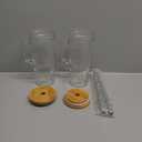 24oz Glass Cups with Lids and Straws - glass cup with bamboo lids and straw 2pack