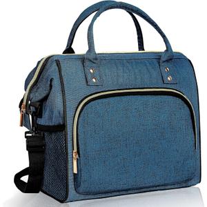 IDEATECH Large Insulated Lunch Bag for Men, Blue, Reusable Cooler Bag with Pockets, Leakproof and Insulation (12L)