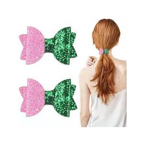 CraftyDream 24 Pcs Witch Hair Accessories Glitter Pink and Green Magical Hair Bows Clips for Movie Favors Witch Merch Gifts for Women Pink and Green Party Dress Decor Accessories