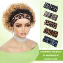 INSTASTYLE Headband Wig Human Hair Wigs for Black Women Blonde Ombre Pixie Cut Wig Human Hair Put on and Go Glueless Wig Curly Headband Wigs 150% Density Natural Black 8 Inch,T27