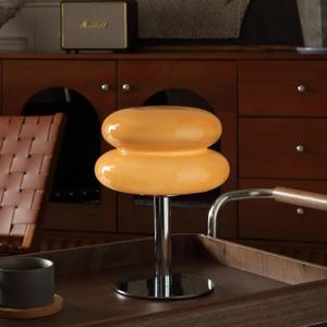 Mushroom Lamp for Bedroom,Mid Century Modern Lamp for Nightstand, Dimmable Retro Egg Tart Bedside Small Lamps,Unique Home Mushroom Decor Aesthetic Cute Table Lamps for Living Room (Copper)