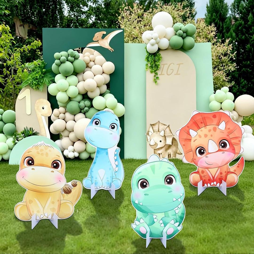 Gemscream 4 Pcs Large Dinosaur Party Decorations 23.6 Inch Cute Cartoon Dinosaur Cutouts Dino Baby Shower Birthday Decor Backdrop Photo Booth Props Party Supplies for Birthday Parties Decor