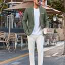Vssjavun Blazer for Men Casual Suit Jackets Lightweight Sport Coat One Button Slim Fit Suits (L)
