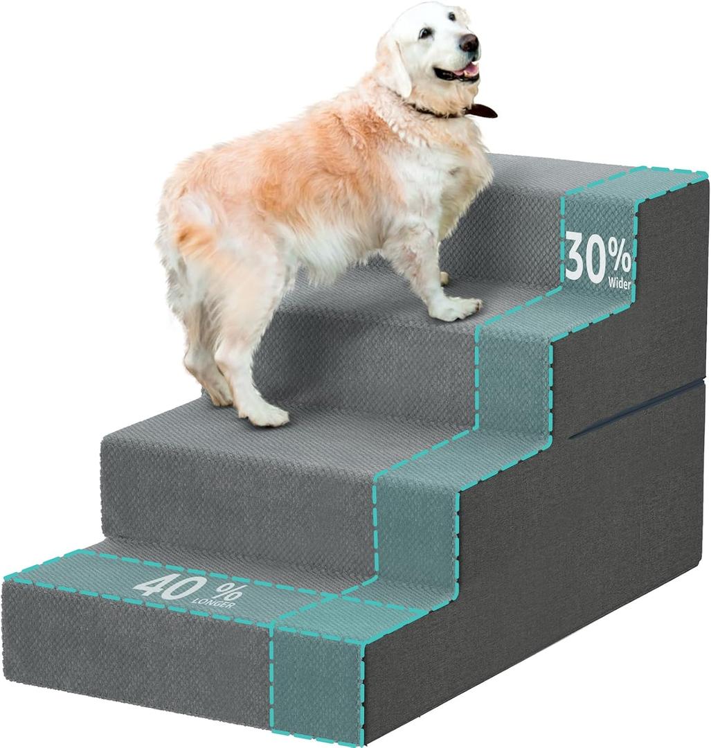 YENING Large Dog Stairs for High Beds - 24 Inches Tall Extra Wide Pet Steps for Large Dogs to Get on Bed 4 Deep Step for Couch
