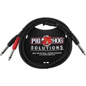 Pig Hog PYIC03 Dual TRS to 1/4 Insert Cable 3 Foot