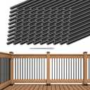Muzata 100Pack 32" Aluminum Deck Balusters Round Black Deck Railing Stair Porch Staircase Spindles 3/4" Diameter Hollow for Railing Fencing Porch Stair WT15