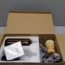 Kitchen Soap Dispenser Set with Instant Dry Tray,16 Oz Hand and Dish Soap Amber Glass Dispenser Set, Stainless Steel Pump, Waterproof Labels&Dish Brush, Luxury Soap Bottle for Kitchen, Bathroom