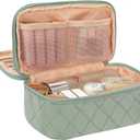 Relavel Small Makeup Bag, Travel Cosmetic Bag Make Up Pouch, Small Makeup Organizer Bag for Women, Waterproof Handbag Toiletry Bag Essentials for Daily Use (Green)