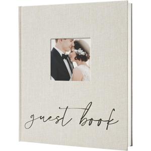 Vienrose Wedding Guest Book Polaroid Guest Book Photo GuestBook Sign in book Personalized Linen Cover 120 Pages Hardcover with Lined, Alternative Baby Shower, Party, Birthday (10" x 8" Minimalist)
