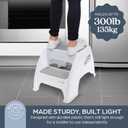 Dreambaby Toddler & Me 2 Step Stool - Designed for Kids & Adults - Holds up to 300lbs Maximum Weight Capacity - 10.5inch Tall & 15.4inch Wide - with Anti Slip Base Pads - Grey - Model L6072