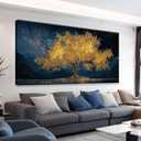 Wall Art For Living Room Gold Tree Of Life Landscape Print Painting Modern Canvas Art Wall Decor Prints Abstract Wall Decor Picture For Bedroom Apartment Office Wall Artwork Can Be Hung 24"X48"