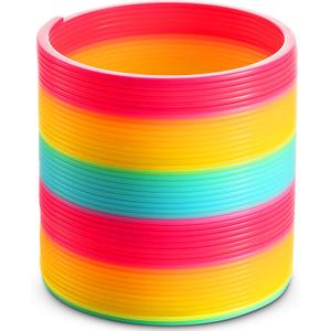 Bedwina Jumbo Rainbow Spring Coil Toy - 6" Plastic Giant Spring Coil for Kids, Big Spring Toys for Boys and Girls, Neon Colorful Rainbow Coil Spring for Party Favor Prizes and Kids Birthday Gifts