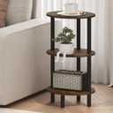 Furinno Turn-N-Tube Side Table, 3-Tier Oval End Table, Night Stand, Bedside Table, for Living Room, Bedroom, Amber Pine/Black, 1-Pack, Plastic Frame, 3-Tier, 27.6 Inches Tall