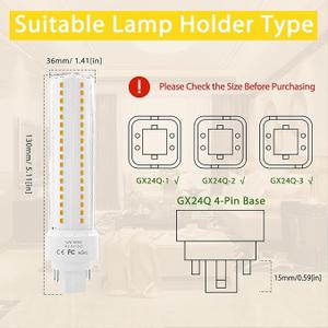Lustaled LED Gx24q 2-Pin Base Light Bulb, 12W Gx24 PL Retrofit LED Recessed Light Natural White 4000K 26W Compact Fluorescent Lamp Replacement for Ceiling Fixtures, 2-Pack (Remove/Bypass The Ballast)