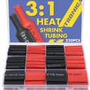 haisstronica 3:1 Heat Shrink Tubing Kit, Adhesive Lined Marine Resistant Grade Shrink Wrap - 1.75"length 6 Size Perfect for Home and Industrial, 1/8"-3/4" 220PCS - Black, Red