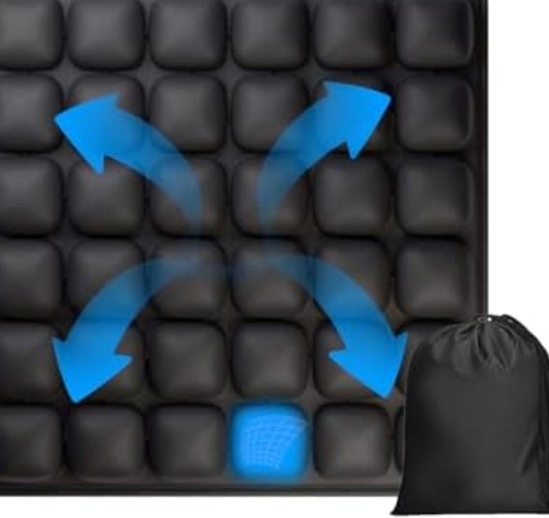 Inflatable Airplane Seat Cushion For Long Flights, Portable Travel Seat Cushion With Ergonomic Support, Pressure Relief & 3d Airbag - Fits Car, Wheelchair, Office Chair, Includes Storage Bag (1pcs)