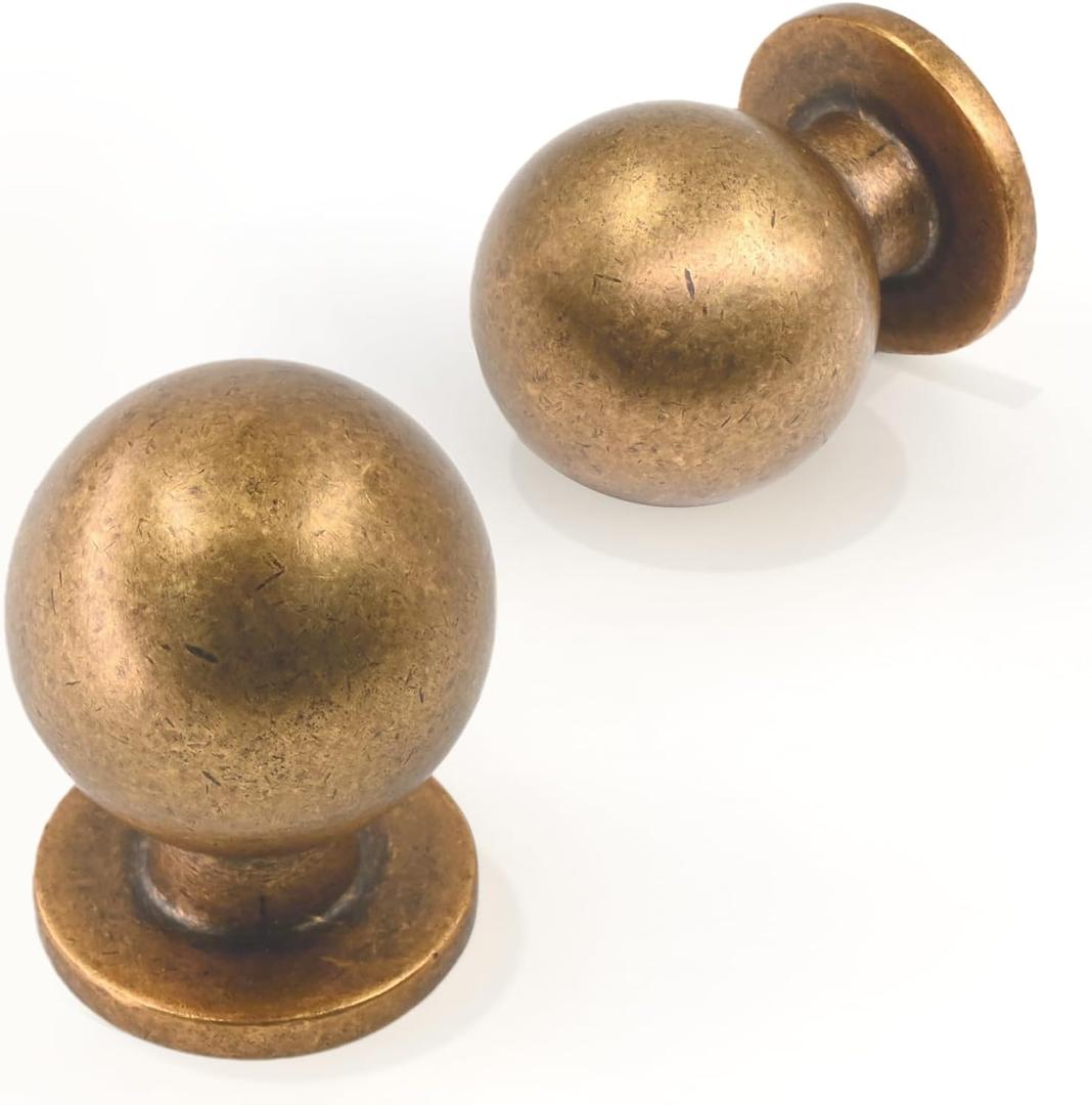 10 Pack Antique Brass Cabinet Knobs Single Hole Cabinet Pulls Round Kitchen Cabinet Knobs Drawer Knobs