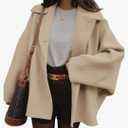 Tankaneo Womens Pea Coats Classic Notch Lapel Single Breasted Oversized Fall Winter Jackets Outerwear, Size M