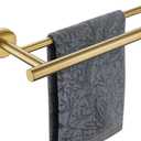 JQK Double Bath Towel Bar, Brushed Gold 30 Inch 304 Stainless Steel Thicken 0.8mm Towel Rack for Bathroom, Towel Holder Wall Mount, 27 Inch Useable Length, TB100L27-BG