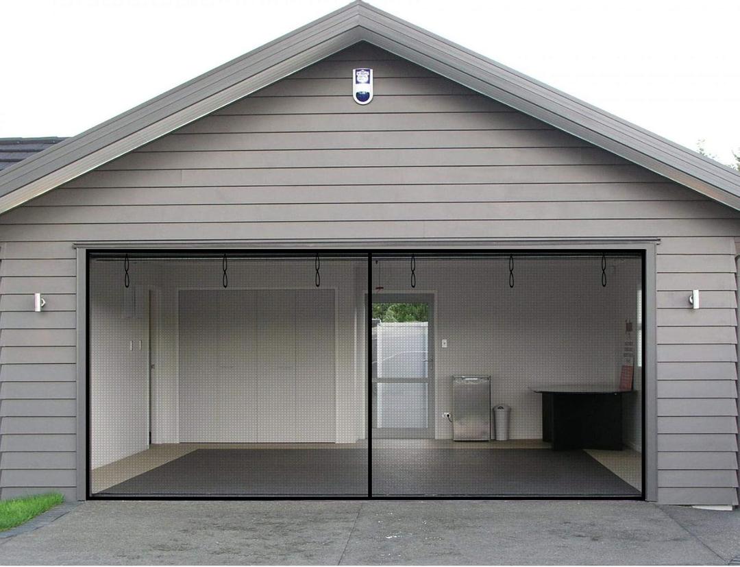 Garage Door Screen - 2 Car 14x7Ft Magnetic Closure Heavy Duty Weighted Bottom Screen Self Sealing Fiberglass Mesh Retractable Net - Easy Assembly & Pass-Through(Black)