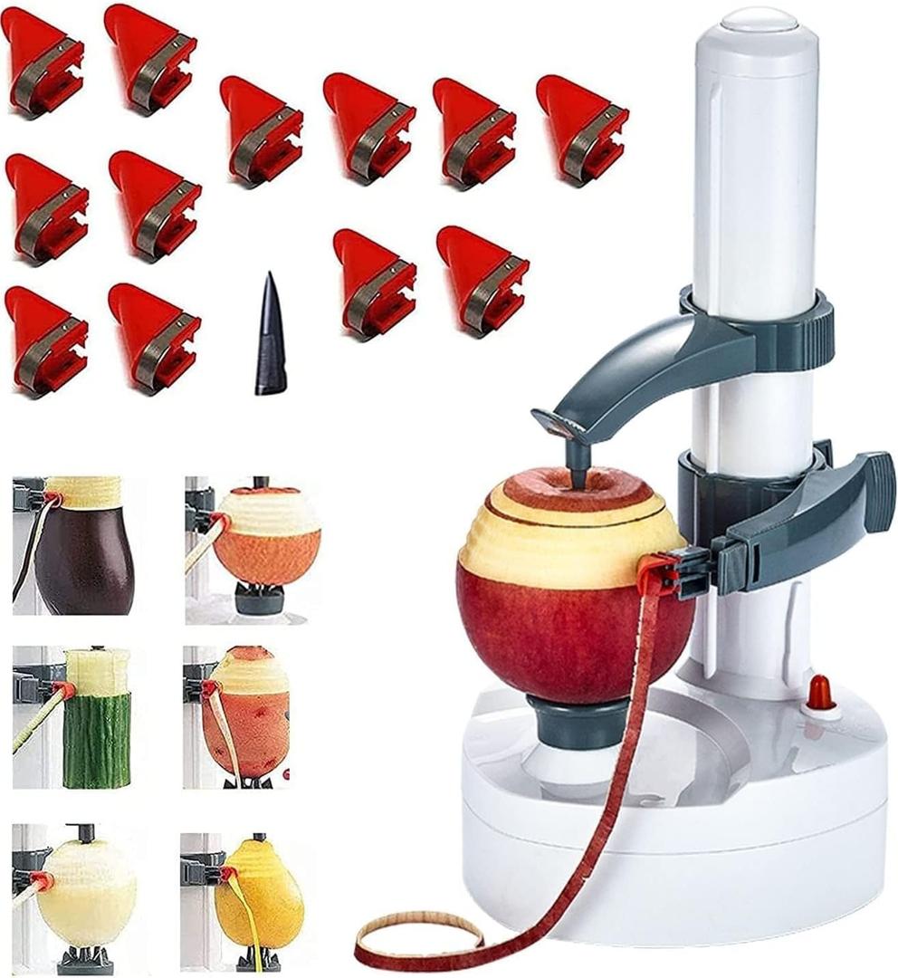 Pelamatic Potato Express Electric Peeler - 12 Spare Blades - Safe & Easy to Use - Effortlessly Peels Vegetables and Fruit (White USB)