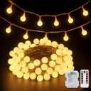 JMEXSUSS Globe Battery Operated Christmas Lights Indoor, 100 LED Battery Powered String Lights Outdoor Waterproof, 33ft Christmas String Light with Remote Timer for Bedroom Camping Decor, Warm White