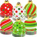 Zhehao 120 Pcs Christmas Disposable Paper Plates 7 Inches Xmas Dessert Plates Christmas Ball Shape Dish Holiday Paper Dinnerware Xmas Birthday Party Supplies for Dessert Salad Appetizer(Stylish Style)